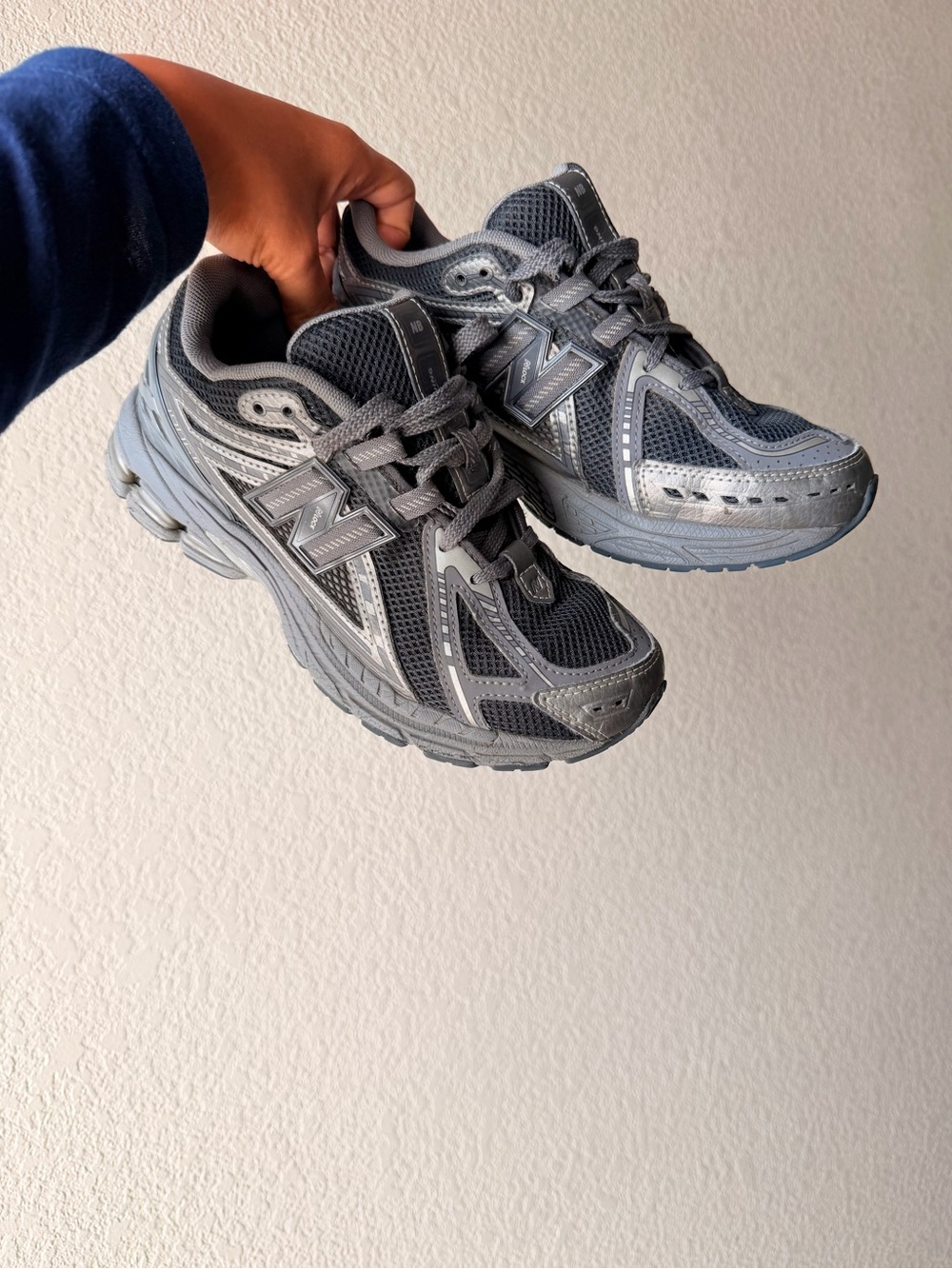 New Balance Kids Charcoal and Silver Athletic Sneakers